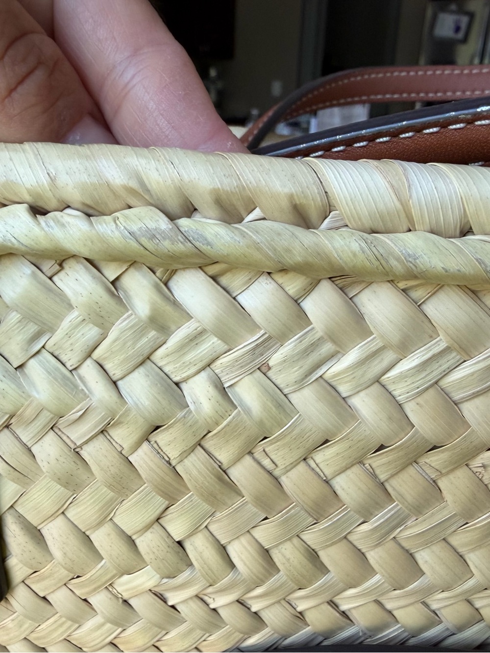 Tory Burch Natural Straw Tote with Brown Leather Trim and Logo - Picture 5 of 6